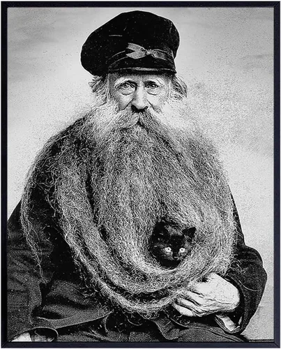 Arte de pared de capitán de mar con gato negro, extraña foto vintage espeluznante, decoración de pared náutica, decoración de casa de playa, regalo