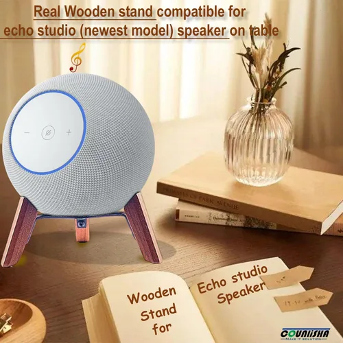 Miniatura 5 de Soporte de madera real para Echo Studio (nuevo modelo) 2025, Echo (4ª generación), altavoz casero, soporte de trípode de escritorio protege Alexa