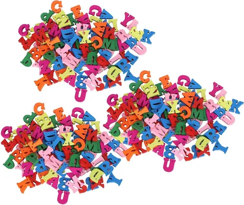 300 letras de madera de colores surtidos, letras de madera para manualidades, colores dulces, alfabeto de madera mixta para el hogar, álbumes de