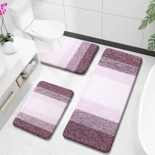 Miniatura 49 de OLANLY Juego de alfombras de baño de 3 piezas, alfombras de baño de microfibra suave y absorbente y alfombra de inodoro de contorno en forma de U