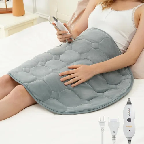 Drewin Almohadilla térmica con peso para relajación y calma, manta eléctrica de terciopelo suave de 7 libras para cuello, hombros y espalda, manta