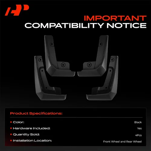 Miniatura 3 de A-Premium Juego de 4 solapas de barro para salpicaduras, guardabarros con accesorios compatibles con Ford Mustang Mach-E Mach E 2021-2022