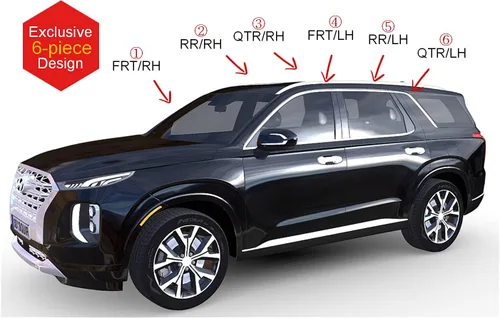Miniatura 3 de AUTOCLOVER - Juego de 6 protectores de lluvia con cinta adhesiva para Hyundai Palisade 2020 2021 2022 2023 2024 / deflectores de ventana, persianas