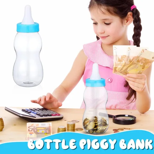 Miniatura 4 de Hucha gigante con biberón de 11.02 pulgadas, transparente, caja de dinero, adorno de escritorio, regalo de cumpleaños para niños