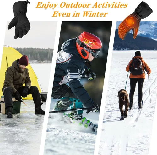 Miniatura 6 de Guantes térmicos con batería de 7.4 V recargables para hombres y mujeres, recargables para senderismo, esquí, ciclismo, campamento y pesca, guantes