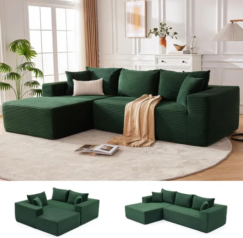Miniatura 37 de Mangodan Sofá seccional Cloud, sofá deshuesado para sala de estar, sofá modular con asiento profundo, cómodo sofá esponjoso en forma de L con diván