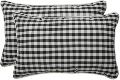 Miniatura 6 de Pillow Perfect Almohadas lumbares mate Anderson para exteriores/interiores, 11.5 x 18.5 pulgadas, color negro, paquete de 2