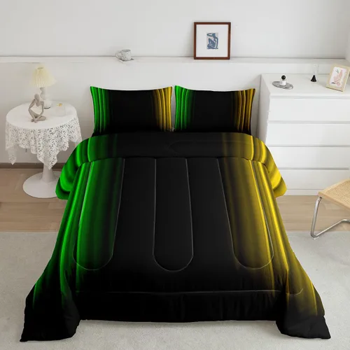 Miniatura 25 de Feelyou Juego de edredón geométrico degradado para adolescentes, tamaño individual, para niños y mujeres, azul, rojo y negro, juego de ropa de cama