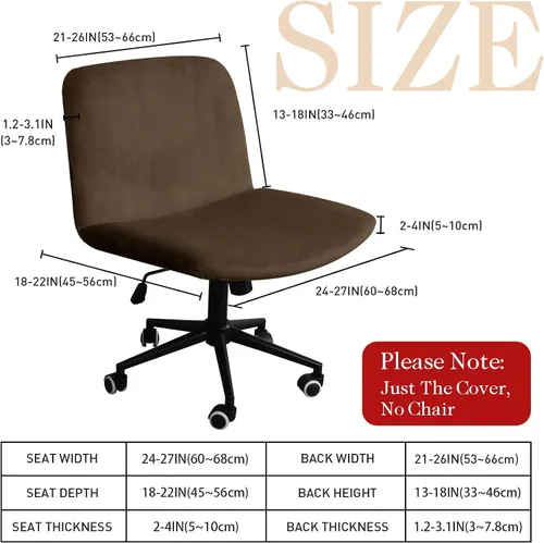 Miniatura 3 de NICEEC Funda para silla cruzada sin brazos, para oficina, dormitorio, escritorio, tocador, computadora, respaldo medio, asiento ancho sin protector