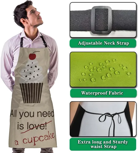 Miniatura 4 de Delantal de hornear para hombres, All You Need Is a Cupcake Craft Delantales para mujeres para cocina, cocina, restaurante, barbacoa, pintura