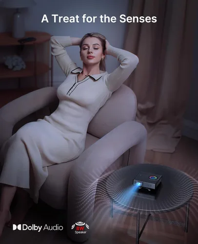 Miniatura 6 de NexiGo Nova Mini, proyector láser portátil, Google TV con Netflix, 1080p FHD, 1200 lúmenes, contraste 15000:1 con SAE, 3D, configuración automática