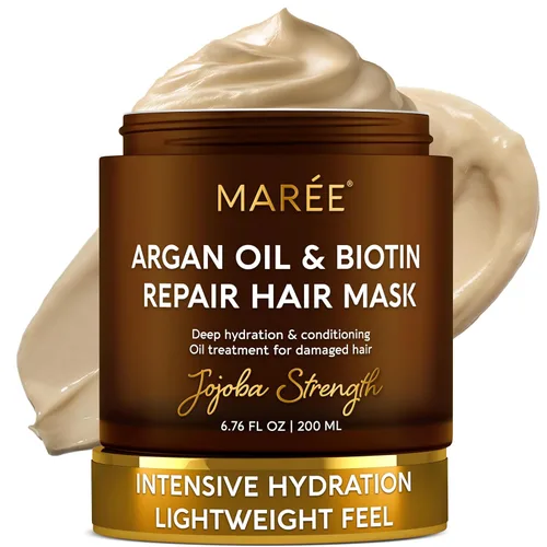 MAREE Mascarilla Capilar de Acondicionador Profundo para Cabello Dañado – Tratamiento Capilar de Aceite de Argán y Biotina Jojoba – Mascarilla de