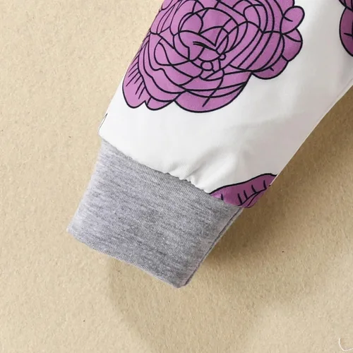 Miniatura 7 de Conjunto de 3 piezas de mameluco de manga larga con volantes y encaje para bebés y niñas recién nacidas
