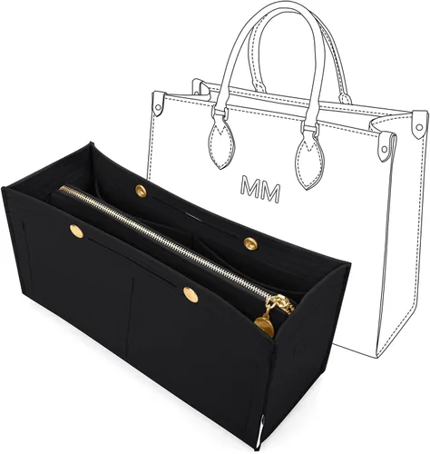 LEXSION Organizador de fieltro para bolso, organizador de bolso con bolsillo desmontable con cremallera para ONTHEGO GM, 3 tamaños 8034, negro,