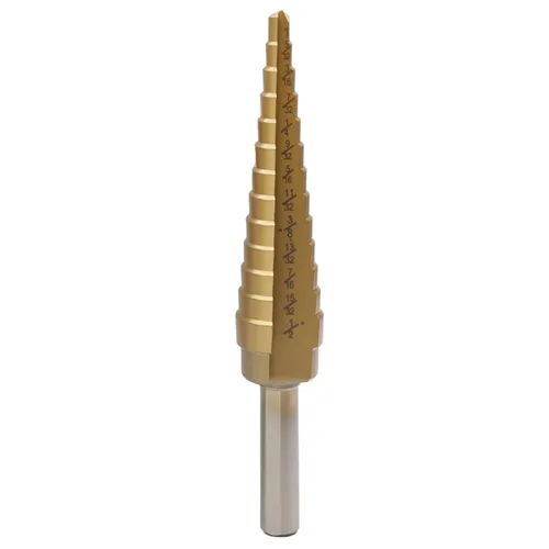 Miniatura 9 de Uenhoy Broca escalonada de titanio de 1/4 a 1-3/8 pulgadas, 10 tamaños de brocas de acero de alta velocidad para corte de agujeros, agujero HSS