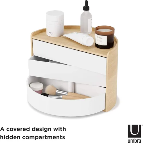 Miniatura 4 de Umbra Moona Caja de almacenamiento, color blanco y natural Blanco/Natural