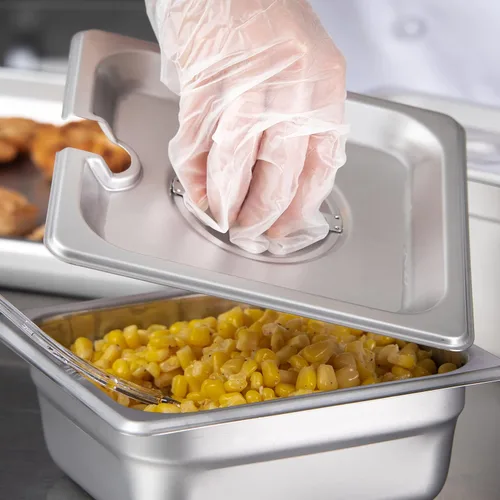 Miniatura 5 de Carlisle FoodService Products Durapan - Tapa para sartén de alimentos de acero inoxidable de tamaño 1/6 con mango cóncavo para catering, bufés
