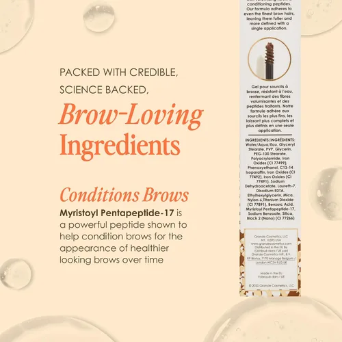 Miniatura 7 de Grande Cosmetics GrandeBROW-FILL Gel voluminizador para cejas, rímel tintado o transparente, sujeción flexible suave, resistente al agua 5. Ébano