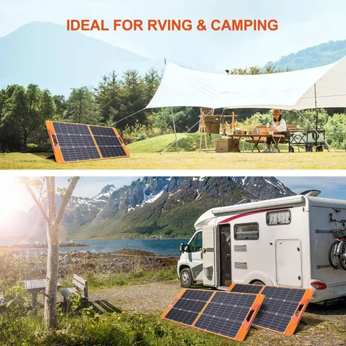 Miniatura 6 de Paneles solares de 100 vatios portátiles, 24% de alta eficiencia, 18V, cargador solar plegable con salidas USB para estaciones de energía