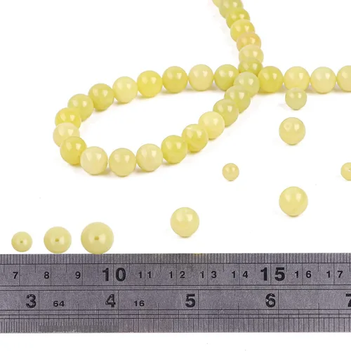 Miniatura 3 de BEADIA - Cuentas redondas de piedra de jade limón natural semipreciosas sueltas para hacer joyas 6MM 61 piezas
