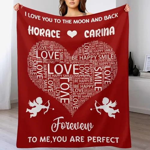 Manta de amor personalizada para parejas, manta personalizada con imagen y nombre, regalo para novia, manta personalizada para el día de San