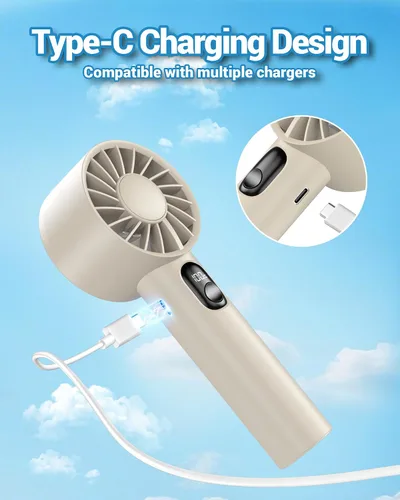 Miniatura 6 de FrSara Mini ventilador portátil de mano, pequeño ventilador personal recargable, artículos esenciales de viaje de verano con 6 velocidades, 3000