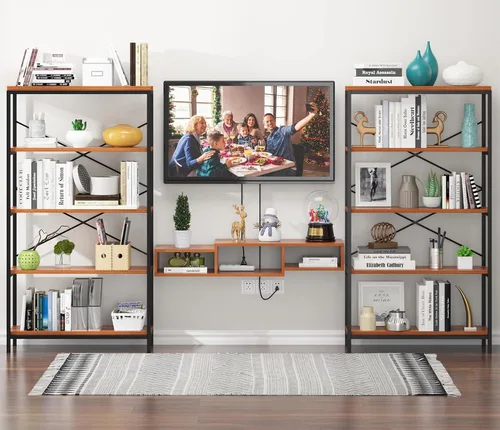 Miniatura 5 de Himimi Estantería Industrial de 5 Niveles, Librero Estante de Escalera de 58" de Alto, Estantes de Almacenamiento Unidad de Estantería, Muebles