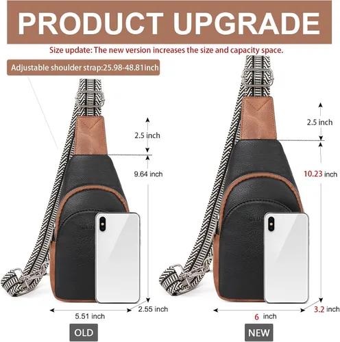 Miniatura 3 de CLUCI Bolso bandolera pequeño para mujer, bolsos cruzados de cuero vegano para mujer, riñoneras con correa de guitarra