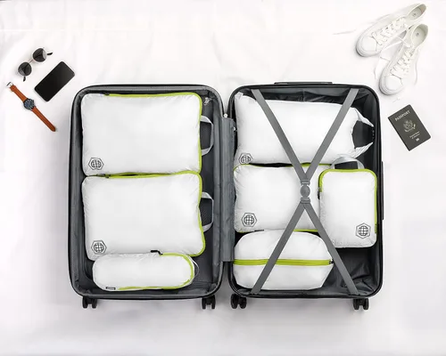 Miniatura 8 de Cubos de embalaje grandes para viajes, cubos de compresión extra grandes para equipaje, Blanco verde, Cubo de embalaje de compresión