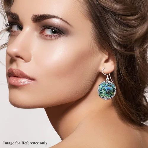 Miniatura 3 de Shop LC - Aretes colgantes con concha de abulón azul para mujer, plata esterlina 925