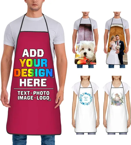 Miniatura 9 de Delantal personalizado para mujer, personalizado para añadir tu propio nombre, texto, logotipo, foto, chef, delantal de cocina para barbacoa