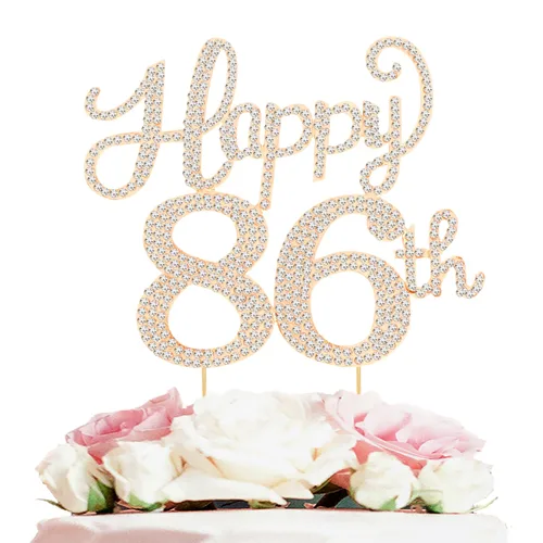 Miniatura 92 de LASKYER Decoración de feliz cumpleaños número 10, decoración de pastel de diamantes de imitación dorados de 10º cumpleaños – Letrero de metal