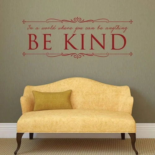 Miniatura 9 de Calcomanía Be Kind con texto en inglés «In A World Where You Can Be Anything Be Kind» Decoración de vinilo para el hogar, aula, oficina, negro