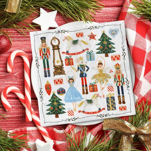 Miniatura 4 de AnyDesign Paquete de 80 servilletas de papel cascanueces desechables de acuarela cascanueces servilletas de Navidad decorativas para postres
