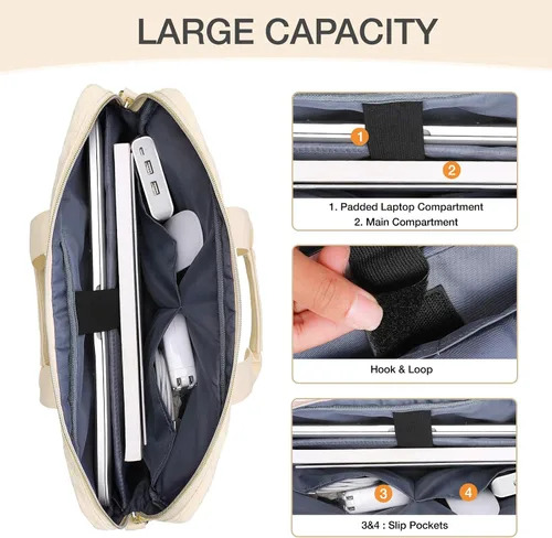 Miniatura 4 de MOSISO Bolsa para laptop de 13-13.3 pulgadas, maletín para mujeres y hombres, bolsa mensajera acolchada cuadrada para computadora de 14 pulgadas