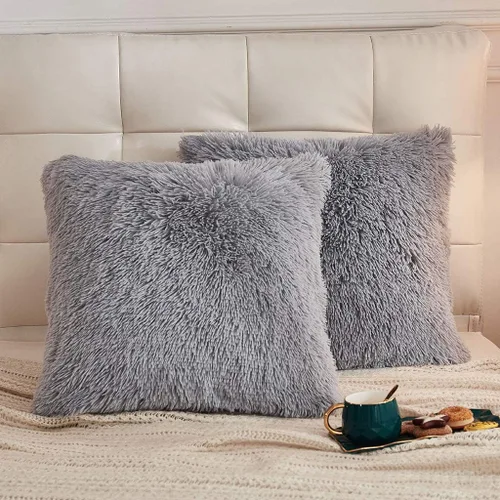 Miniatura 33 de LIFEREVO Paquete de 2 fundas de almohada de piel sintética esponjosa, fundas de almohada cuadradas de 18 x 18 pulgadas, fundas de almohada Blanco