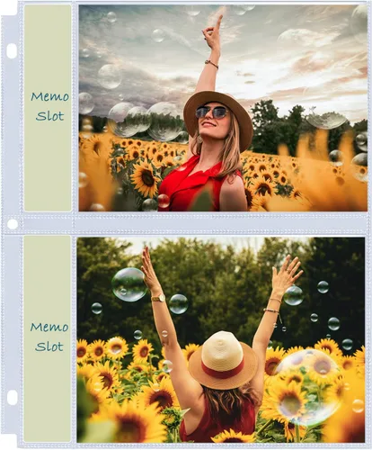 Miniatura 9 de Paquete de 60 páginas de repuesto para álbumes de fotos de 5 x 7 pulgadas para carpeta de 3 anillos, fundas de fotos ultra transparentes