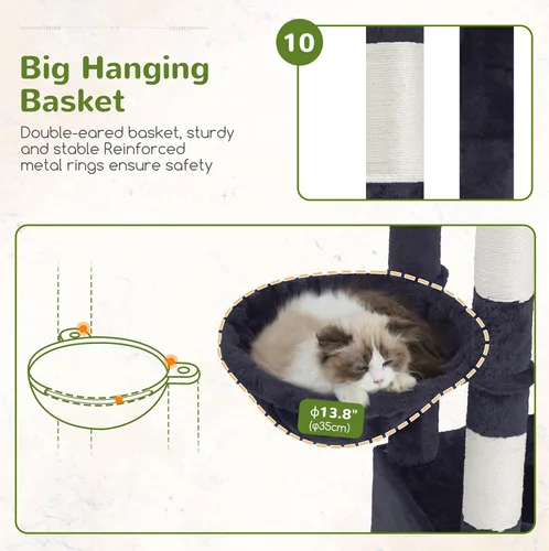 Miniatura 4 de Gitelsnour Árbol resistente para gatos con 3 condominios grandes para gatos, 3 platfroms, torre de árbol para gatos de interior grande y adulto
