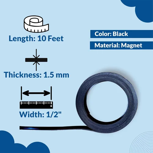 Miniatura 2 de Cinta magnética de 1/2 pulgadas x 10 pies, 60 mil de grosor con autoadhesivo, color negro, perfecta para proyectos de bricolaje, manualidades