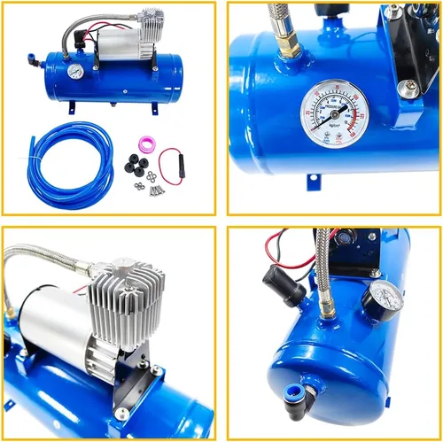 Miniatura 7 de Compresor de aire DC de 12V 150PSI con tanque de 6 litros 1.6 galones Apto para bocinas de tren neumáticos de autocaravana Compresor de aire