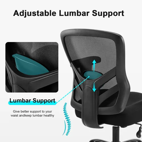 Miniatura 5 de YFO Silla de oficina ergonómica, silla de escritorio de malla con respaldo ajustable lumbar y reposabrazos, cómoda silla giratoria ejecutiva