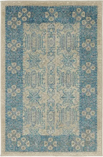 Miniatura 3 de Unique Loom Salzburg Collection - Alfombra clásica de diseño tradicional de inspiración oriental, 2 x 3 pies, color beige y azul