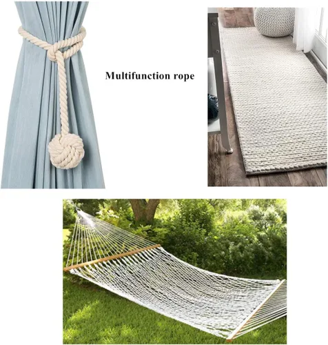 Miniatura 7 de Cuerda de macramé de algodón de 0.394 in, cuerda trenzada de 3/8 pulgadas de grosor para manualidades, decoración de nudos, juguetes para mascotas
