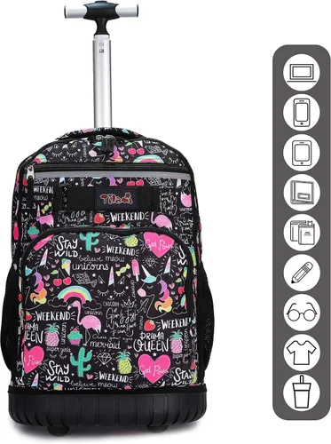 Miniatura 3 de Tilami Mochila con ruedas, mochila para laptop de 19 pulgadas con ruedas y lonchera