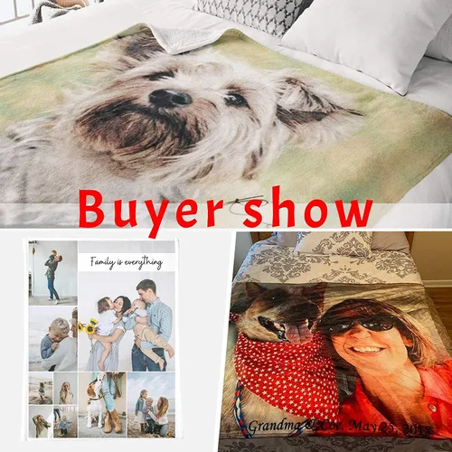 Miniatura 6 de HooSo Manta Personalizada para Cama con Fotos y Texto, Mantas Personalizadas con Collage de Fotos para Regalo de Cumpleaños Familiar y Boda, Collage