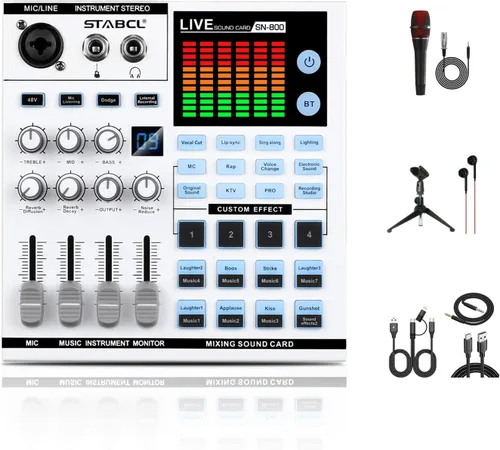Miniatura 9 de Mezclador de audio profesional de metal de 6 canales con BT, interfaz de audio, consola de mezcla de tablero de sonido, efecto de reverberación DSP