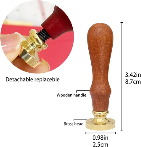 Miniatura 2 de Sello de cera, sello clásico de sellado de cera con inicial, cabeza de latón, mango de madera para invitación de fiesta de boda (letra A)