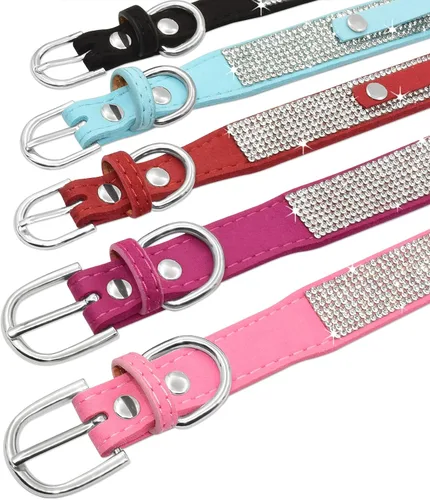 Miniatura 4 de Collar de perro de cristal Senristar personalizado con nombre brillante, collar de perro personalizado con brillantes rinestones para perro pequeño