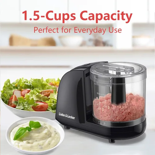 Miniatura 2 de Liebe&Lecker Mini procesador de alimentos, mini picadora de 1.5 tazas para cortar verduras, ajo, cebolla y carne Vegetable Chopper For Onions