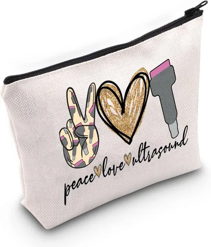WZMPA Sonography Tech - Bolsa de maquillaje cosmética para ecografía, regalo de ecografía, amor, ultrasonido, bolsa con cremallera para radiólogo,
